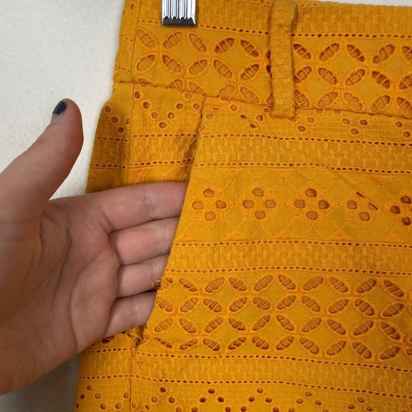 Loft Woman's Sz 00 The Riviera Short Yellow Gold Lace Mid Rise Shorts - Picture 3 of 8
